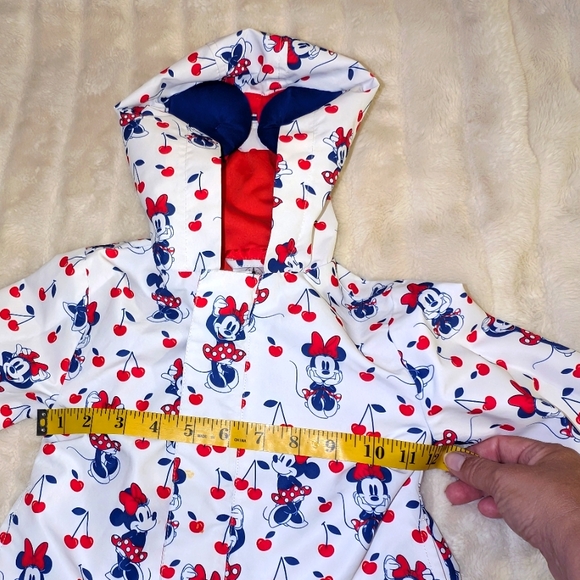 Disney Minnie Mouse Red Packable Rain Jacket Hood Attached‎ Ears Pouch Size 2 - Picture 11 of 15